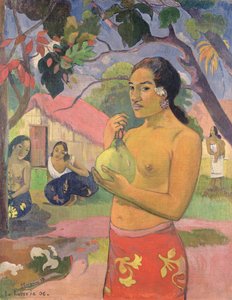 Mujer sosteniendo una fruta; ¿A dónde vas? (Eu haere ia oe), 1893