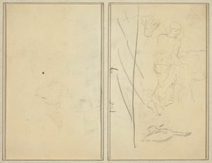 Mujer con vaca y ganso; Contraprueba [verso] de Paul Gauguin