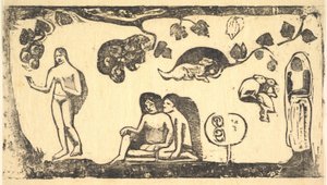 Mujeres, animales y follaje de Paul Gauguin