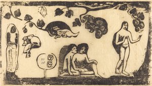 Mujeres, animales y follaje, in o después de 1895 de Paul Gauguin