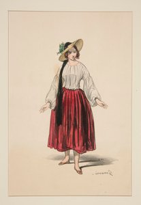 PASTORA. Sombrero de paja adornado con terciopelo. de Paul Gavarni