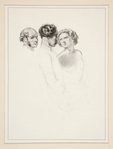 estudio de figura; Grupo de tres figuras de Paul Gavarni