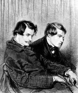 Hermanos Goncourt - Edmond de Goncourt (1822-1886) y Jules de Goncourt (1830-1870) en una caja en el teatro