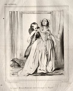 Las Actrices: ¡Bolsa de papel! ¡Señor Montmirail, cómo ciñe mi Majestad!, 1843 de Paul Gavarni