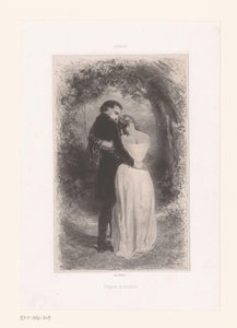 Pareja de enamorados en un sendero del bosque
Projets de bonheur (título en el objeto) de Paul Gavarni