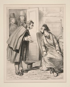 Don Isidor haciendo el galán con la mujer de de Paul Gavarni