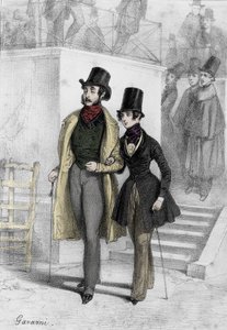 Retrato de la escritora George Sand, Aurore Dupin, baronesa Dudevant, estudiante en París, vestida de chico. Dibujo de Paul Gavarni