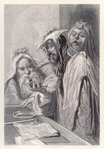 Los científicos de Lordbruldrud examinan a Gulliver, de la edición francesa de Los viajes de Gulliver de Jonathan Swift de Paul Gavarni