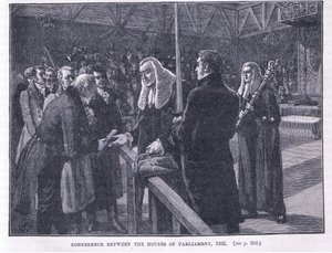 Conferencia entre las Casas del Parlamento AD 1835 de Paul Hardy