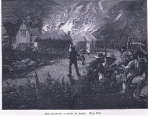 Multitud incendiando una granja en Kent en 1830 de Paul Hardy