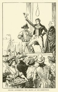 Snooks dirigiéndose a la multitud en su ejecución de Paul Hardy