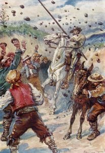 Apedrearon a Don Quijote con una lluvia de piedras de Paul Hardy