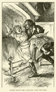 Turpin sostiene a la posadera sobre el fuego de Paul Hardy