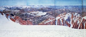 Vista panorámica de la cima del Pelvoux en el Macizo de los Ecrins, Alpes franceses de Paul Helbronner