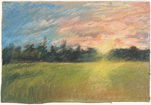 Un prado al atardecer de Paul Huet