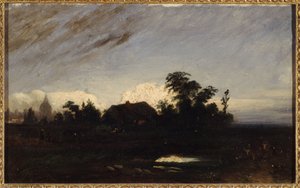 Un estanque cerca de La Glacière, al atardecer de Paul Huet