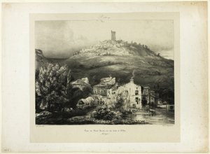La torre de Mont-Perrou, vista desde las orillas del Allier (Auvernia) de Paul Huet