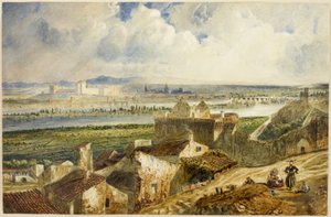 Vista de Avignon (desde Villeneuve les Avignon) de Paul Huet