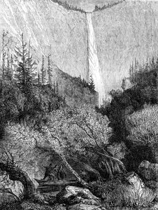 Cascada, Parque Nacional Yosemite, California, siglo XIX de Paul Huet