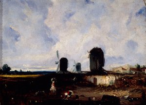 Molinos de viento en las llanuras de Montrouge, c.1820 (óleo sobre lienzo)