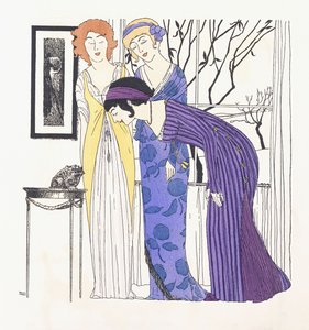 Tres damas y un posible Príncipe Azul (como rana) de Paul Iribe