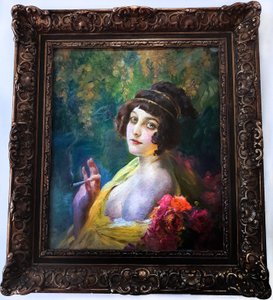 Mujer con tocado antiguo