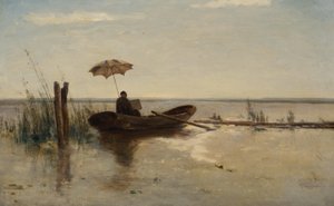 Un pintor, posiblemente el artista W.B. Tholen, trabajando en una barca en un día soleado de Paul Joseph Constantin Gabriel
