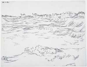 Bahía de Múnich, las trincheras militares, con las primeras casas de Milbertshofen como telón de fondo de Paul Klee
