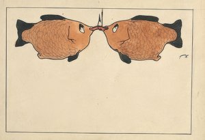 Sin título (Dos peces, un anzuelo, un gusano) de Paul Klee