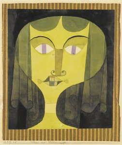 "Retrato de una mujer de ojos violetas" Acuarela de Paul Klee (1879-1940) - 1921 - Tamaño 22,1x19 cm Colección Privada de Paul Klee
