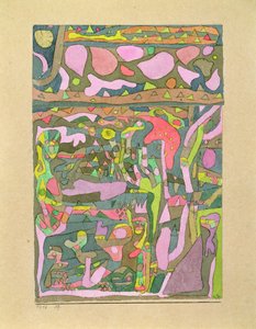 El sol descubriendo que el mundo de los colores ya existe, composición complicada de Paul Klee