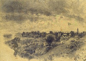 Sin título (Berna, vista sobre el Rosengarten) 1897 (lápiz y pincel sobre papel) de Paul Klee