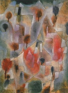 Paisaje con árboles azules y rojos, 1920 de Paul Klee