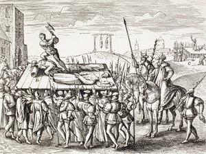 Propaganda del siglo XVI que ilustra los castigos decretados por el rey Enrique VIII contra los católicos ingleses. de Paul Lacroix