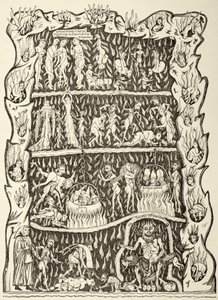 Los tormentos del infierno. De una miniatura de un manuscrito del siglo XII destruido tras un incendio en la biblioteca de Estrasburgo durante un bombardeo prusiano. de Paul Lacroix