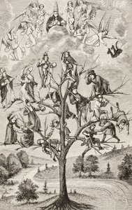 El Árbol de las Batallas. Figuras alegóricas que representan la discordia existente entre las clases sociales. Según un manuscrito del siglo XV. de Paul Lacroix