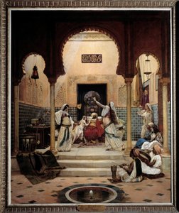 Las bailarinas orientales (del vientre) en un harén distraen a un pachá. Pintura de Paul Bouchard (1853-1937) 1893 Sol. 1,6x1,3 m París, museo de Orsay. Cuidado. El uso de esta obra puede estar sujeto a una solicitud de autorización de terceros o a tasas a de Paul Louis Bouchard