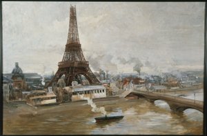 La Torre Eiffel y las obras de la Exposición Universal de enero de 1889, en 1-1889 (óleo sobre lienzo) de Paul Louis Delance