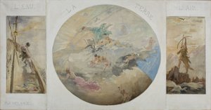 Boceto para el comedor del Hôtel de Ville de París: Agua, Tierra, Aire, entre 1891 y 1892 (óleo sobre lienzo) de Paul Louis Delance