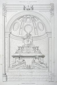 Monumento funerario del Papa Pablo III (Farnese), grabado de El Vaticano y la Basílica de San Pedro de Paul Marie Letarouilly