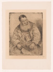 retrato, de, un, sentado, hombre, con, un, barba