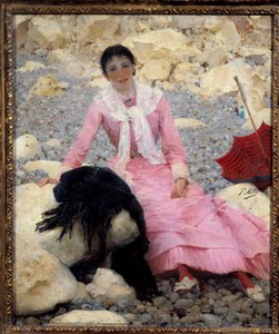 Retrato de Fernande Mathey (1857-1941) en la playa de Paul Mathey