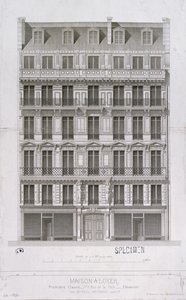 Diseño para un bloque de pisos al estilo Haussmann en la rue de la Paix, París, c.1860 de Paul Mesnard