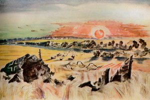 Bombardero en el maíz, 1940 de Paul Nash