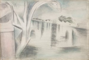 Río y árboles de Paul Nash