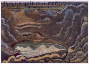 El cráter de la oruga, de Artistas británicos en el frente, continuación de El frente occidental, tercera parte, Paul Nash de Paul Nash