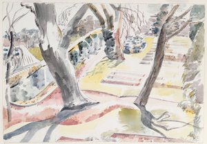 El jardín (acuarela sobre papel) de Paul Nash