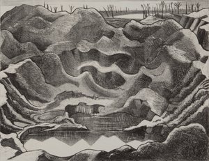 El cráter de la mina, Colina 60, Saliente de Ypres de Paul Nash