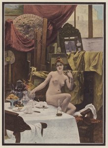 Mujer en el estudio de un artista (litografía en color) de Paul Quinsac