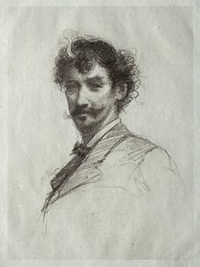 James McNeill Whistler con Mechón Blanco y Monóculo de Paul Rajon